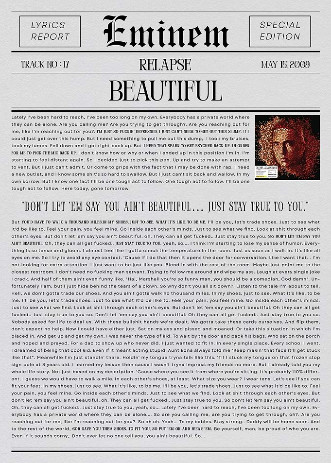 Eminem Relapse Beautiful Lyrics Report