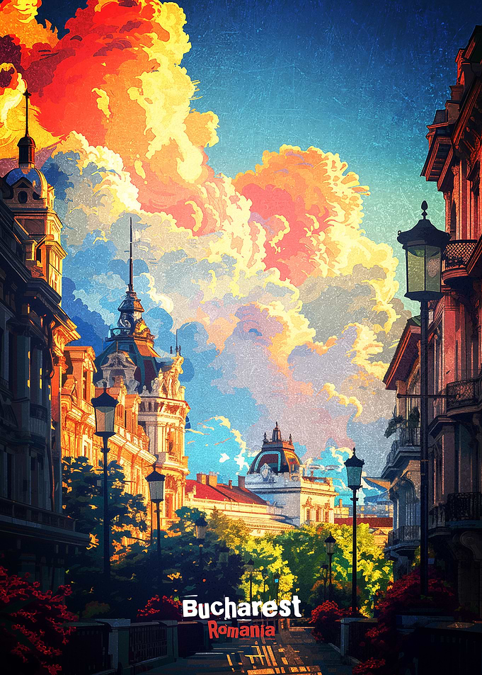 Bucharest Cityscape Art Poster