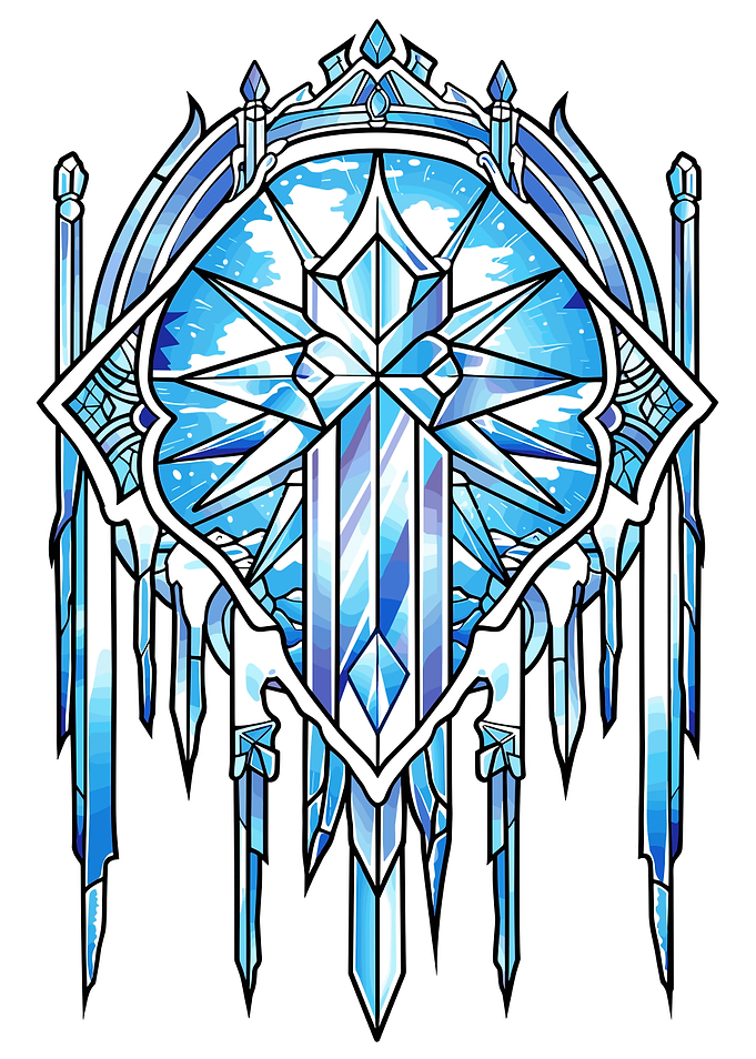 Ice Crystal Emblem with Sky Background