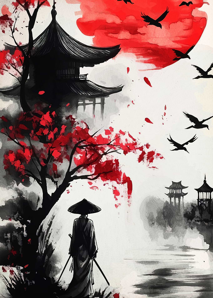 Samurai Under Cherry Blossoms