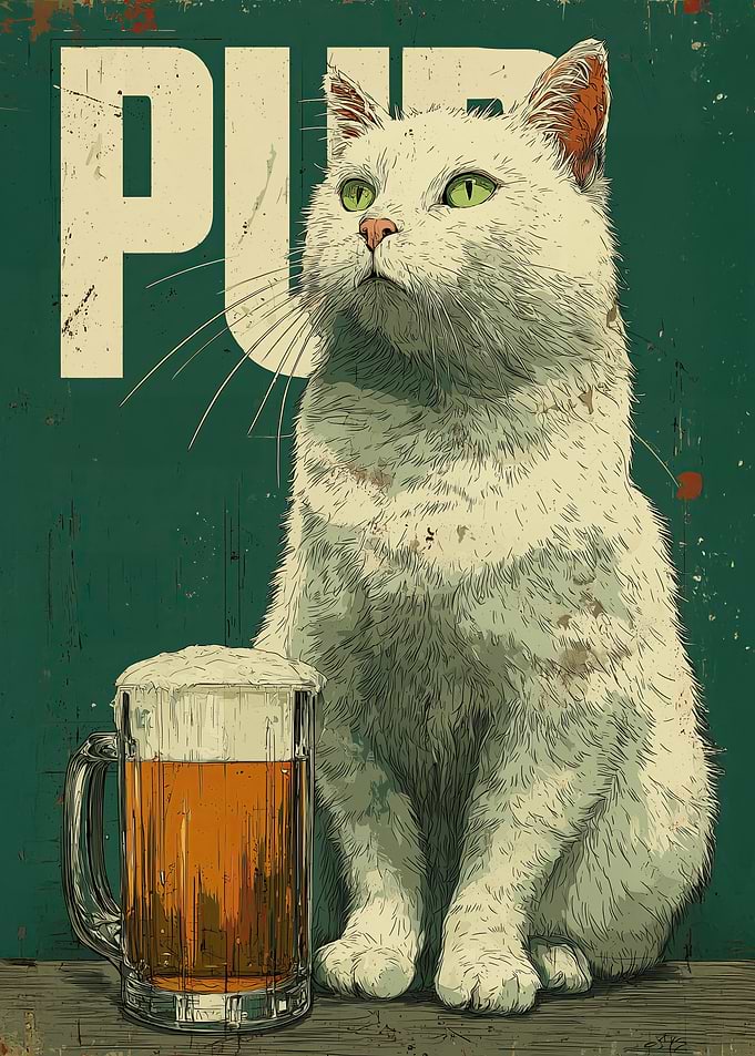 Cat with Beer Mug