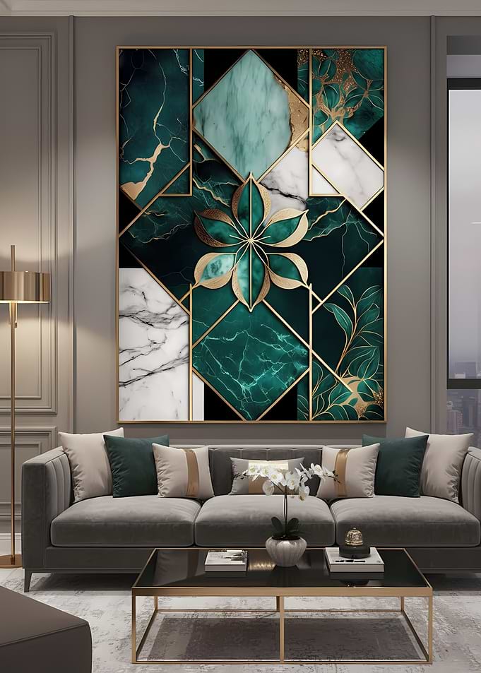 Abstract Floral Marble Wall Art
