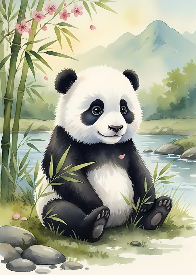 Cute Panda in Nature