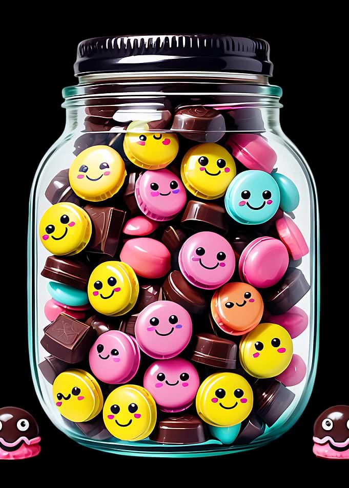 Jar of Cute Candy Faces