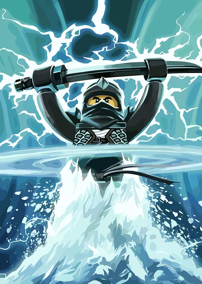 Ninjago Character in Water and Lightning