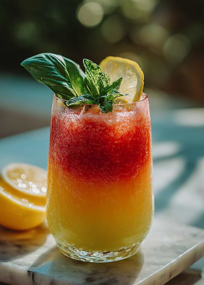 Layered Tropical Cocktail with Garnish