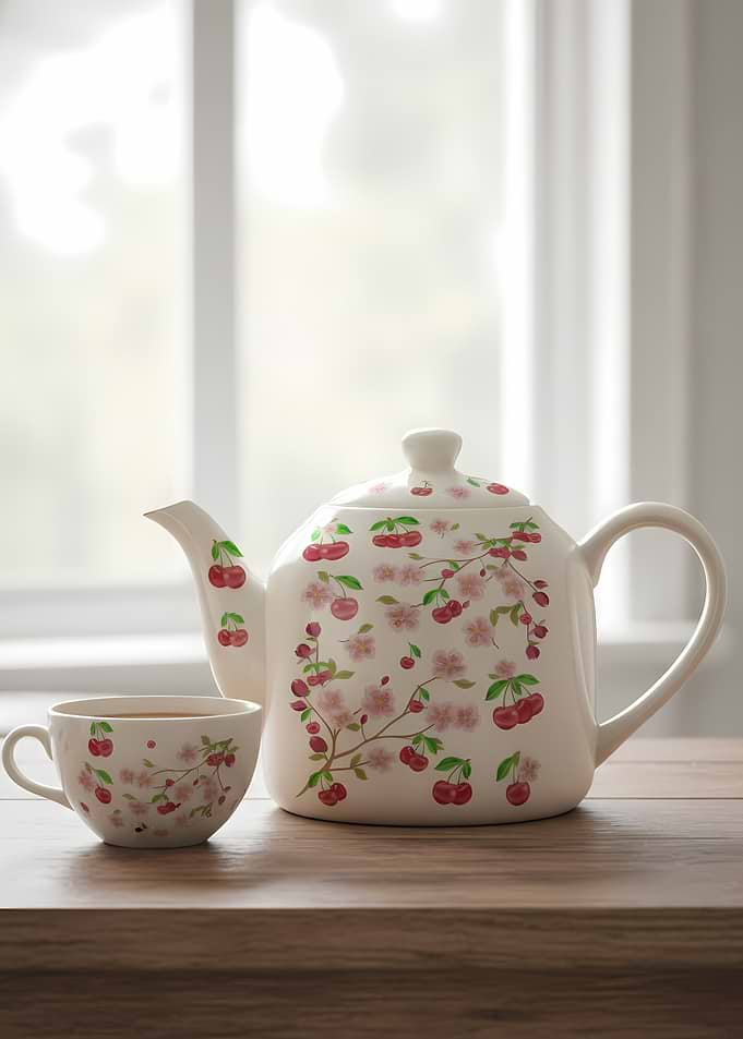 Cherry Blossom Teapot and Cup Set