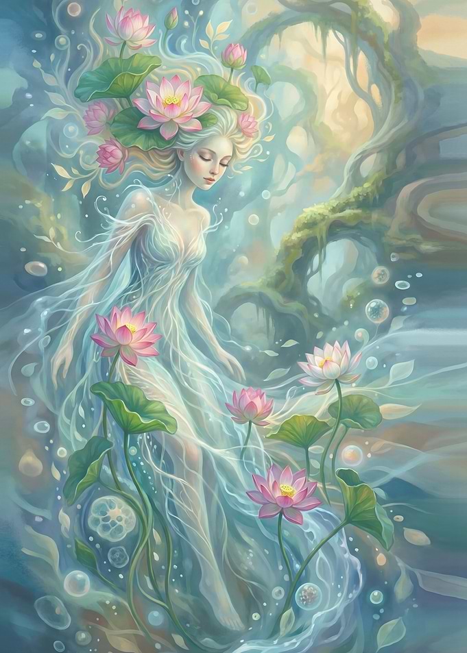 Water Nymph with Lotuses