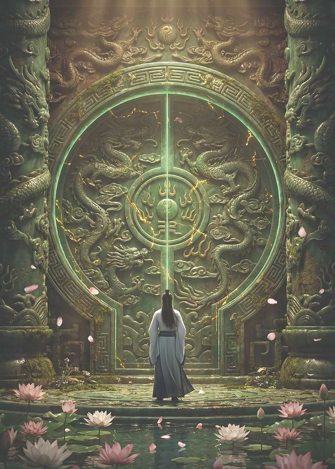 Mystical Dragon Gate and Lotus Pond