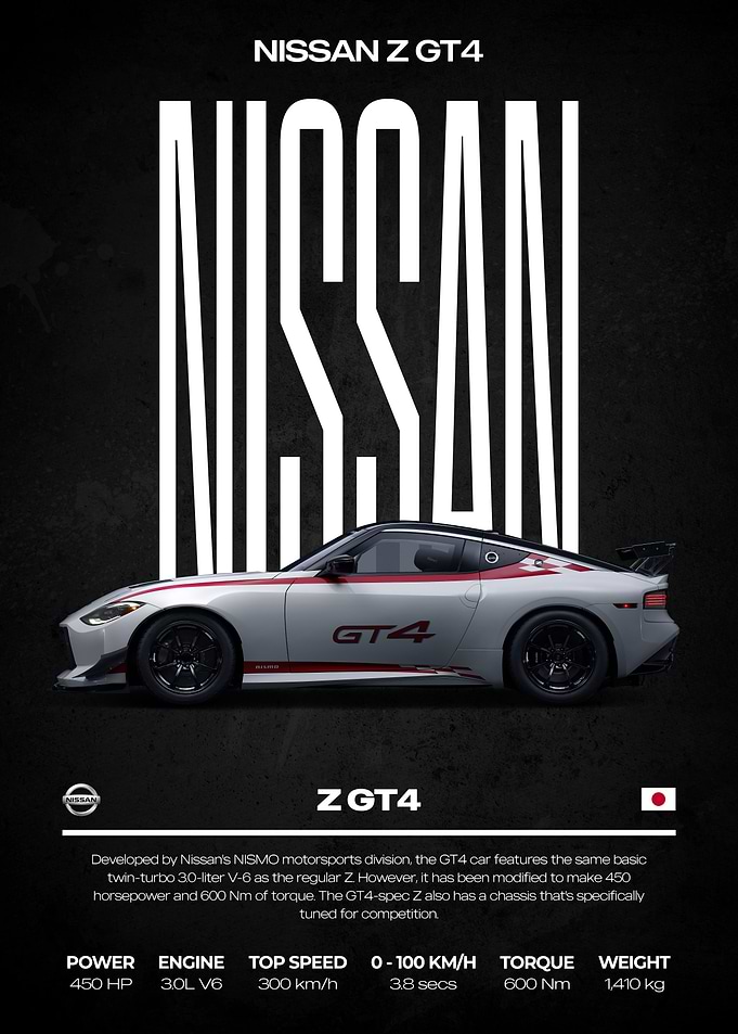 Nissan Z GT4 Race Car Poster