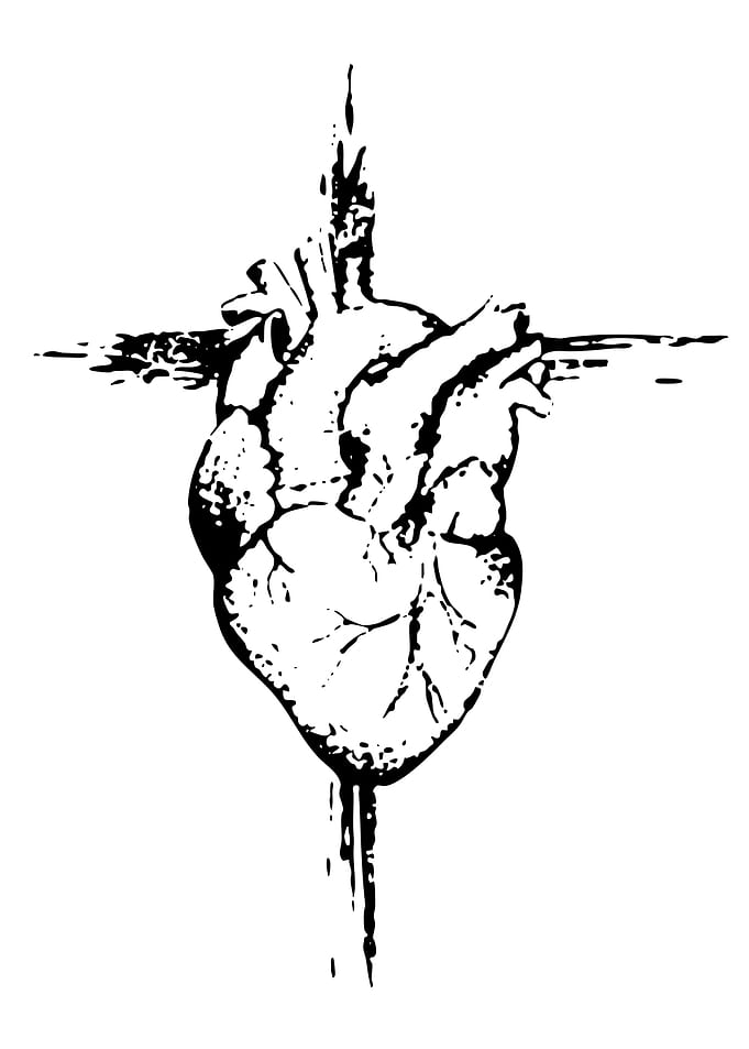 Bleeding Anatomical Heart Cross