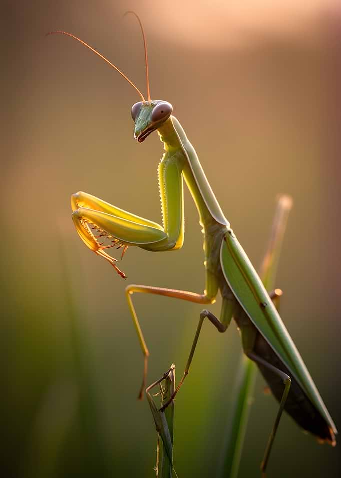 Praying Mantis in Golden Light
