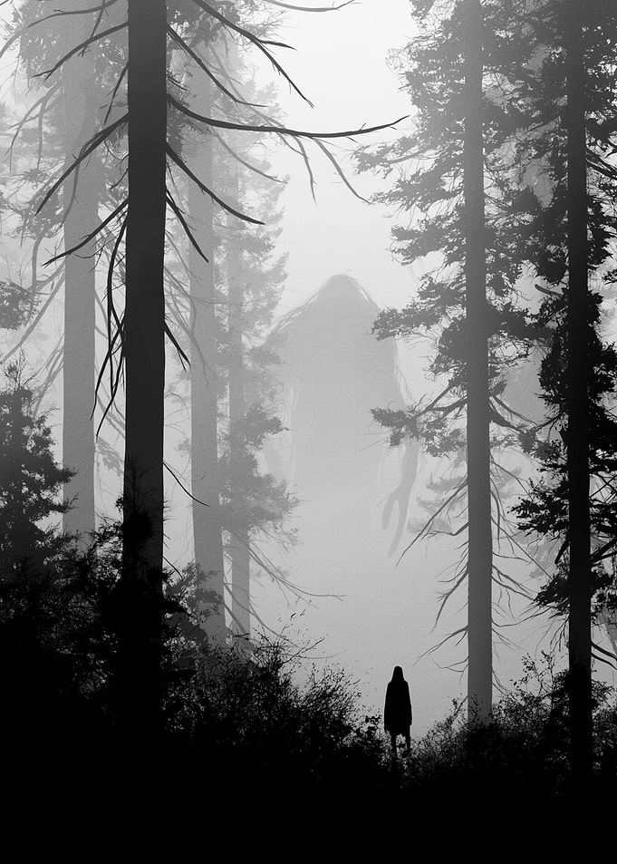 Giant in a Misty Forest