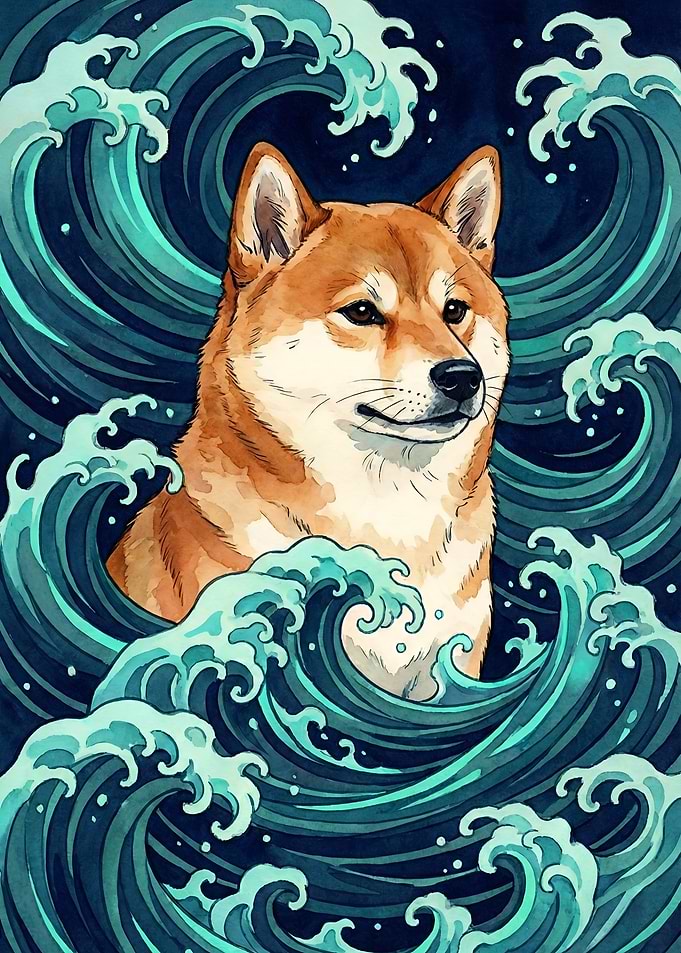 Shiba Inu in Japanese Waves