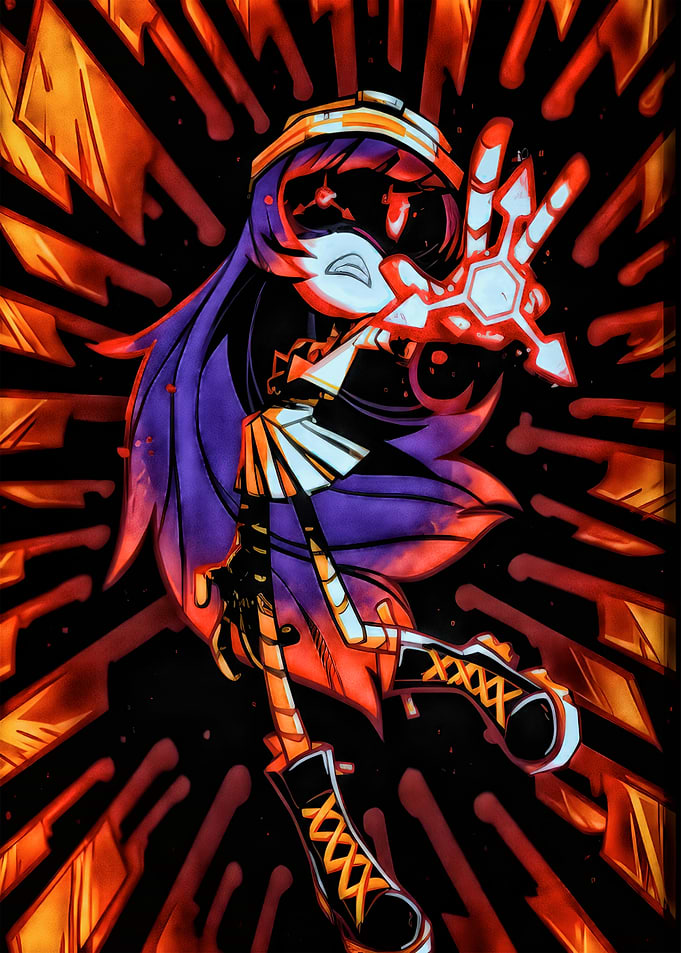 Anime Character with Fiery Background