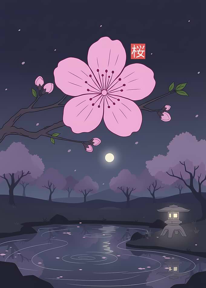 Cherry Blossom Night Garden