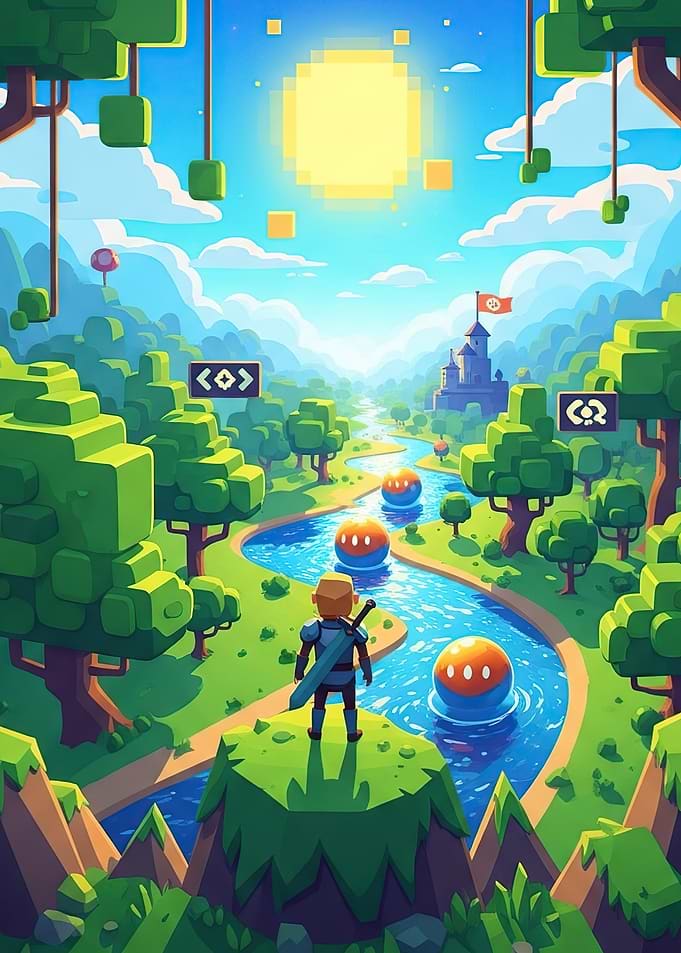 Pixelated Adventure Landscape