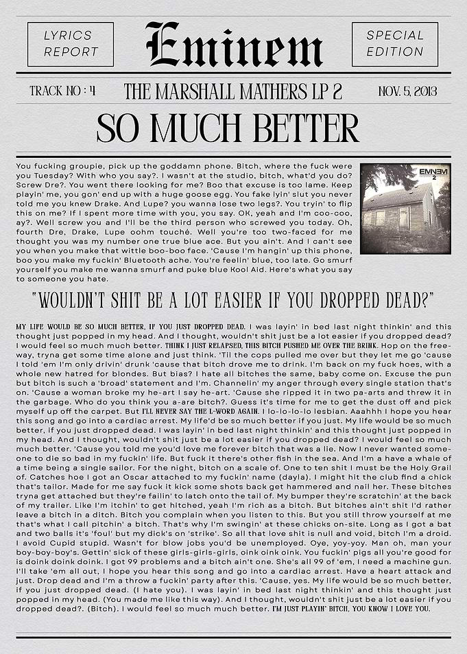Eminem 'So Much Better' Lyrics Report