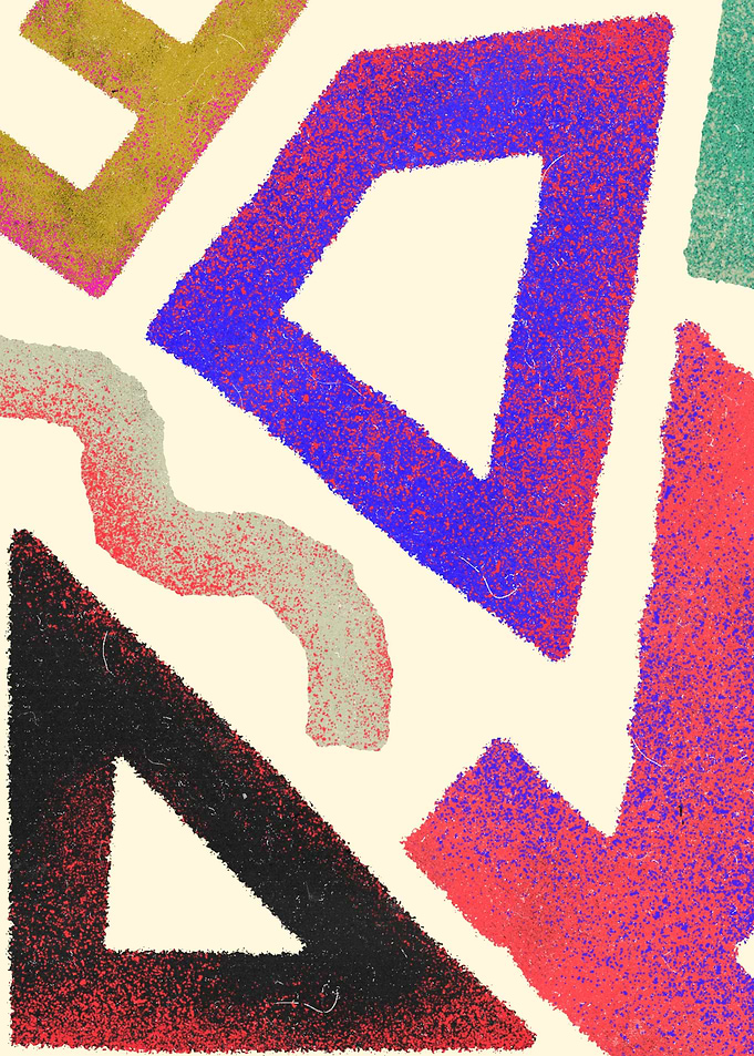 Abstract Geometric Shapes with Textured Brush Strokes