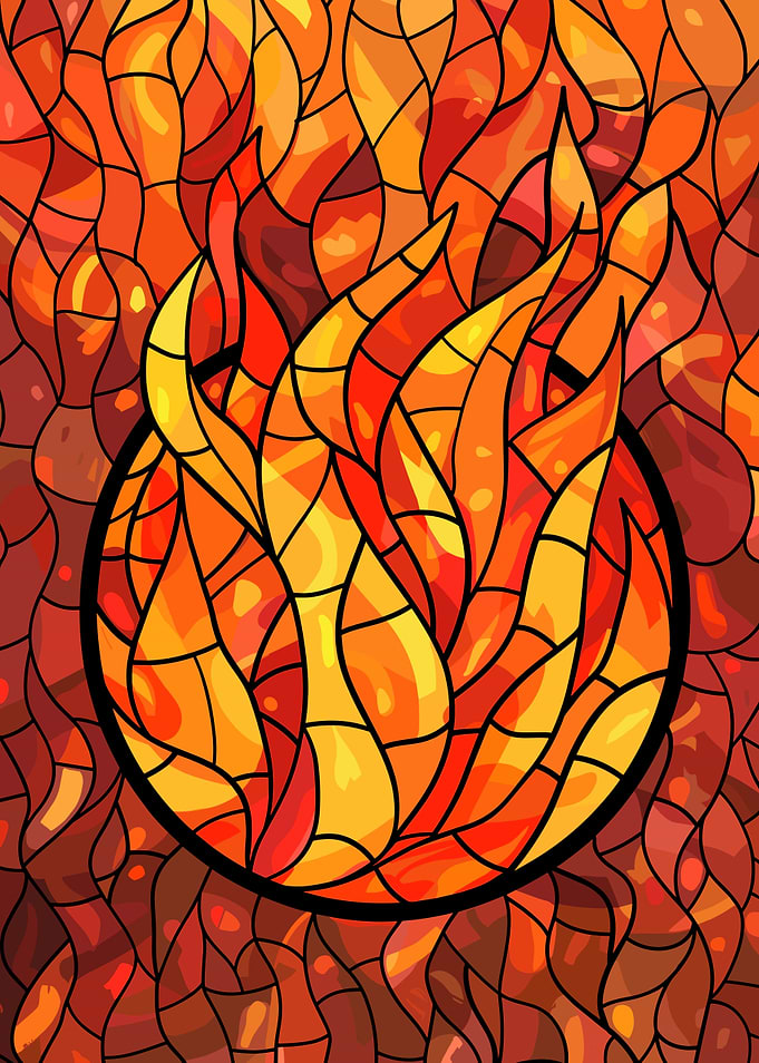 Stained Glass Fire Symbol