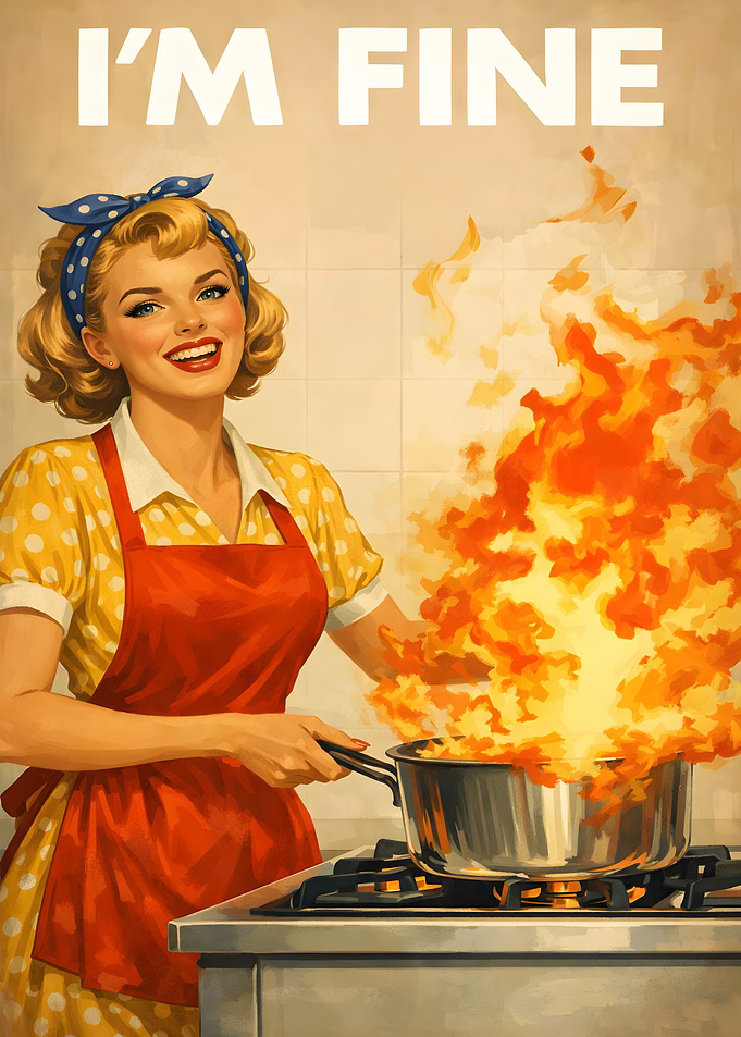 Retro Woman Cooking i'm fine