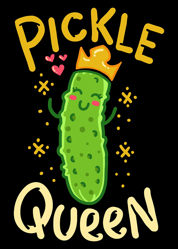 Pickle Queen Poster, Cute Pickle Cartoon Wall Art, Funny Kitchen Decor Print