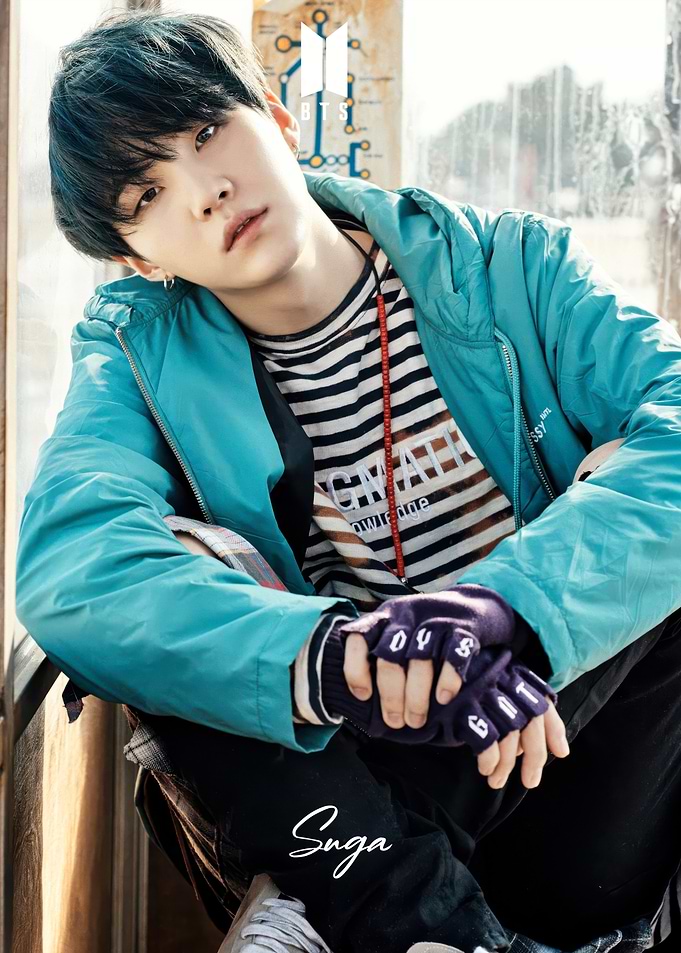 BTS Suga in Teal Jacket