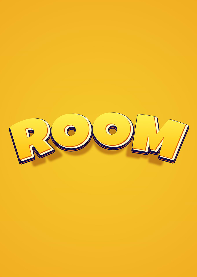 The word ROOM in 3D text