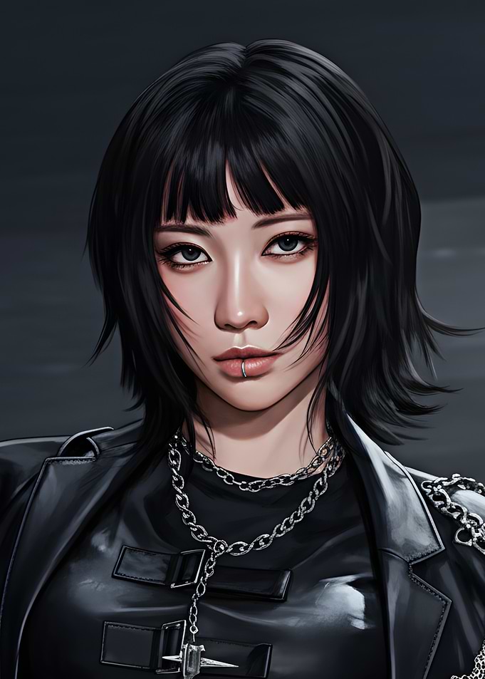 Enami Asa with Piercings and Chains