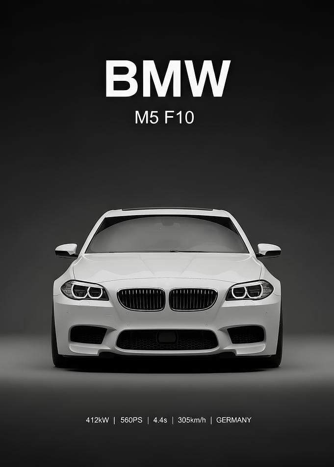 white BMW M5 F10 Poster