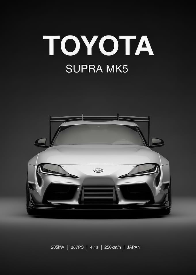 silver Toyota Supra MK5 sport poster