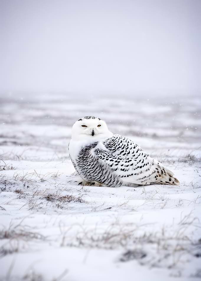 Snowy Owl in Winter Landscape