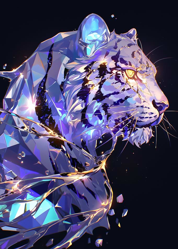 Crystal Tiger with Golden Accents