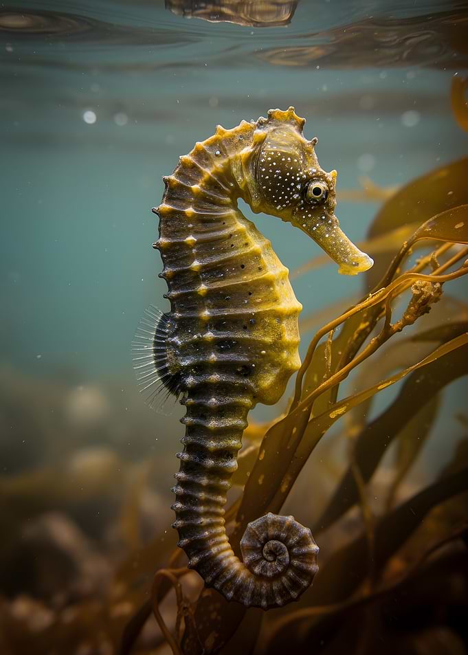 Seahorse in Kelp Forest
