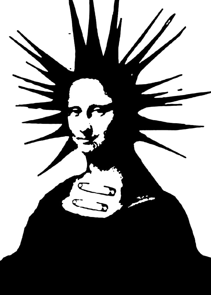 Punk Mona Lisa with Spiky Hair
