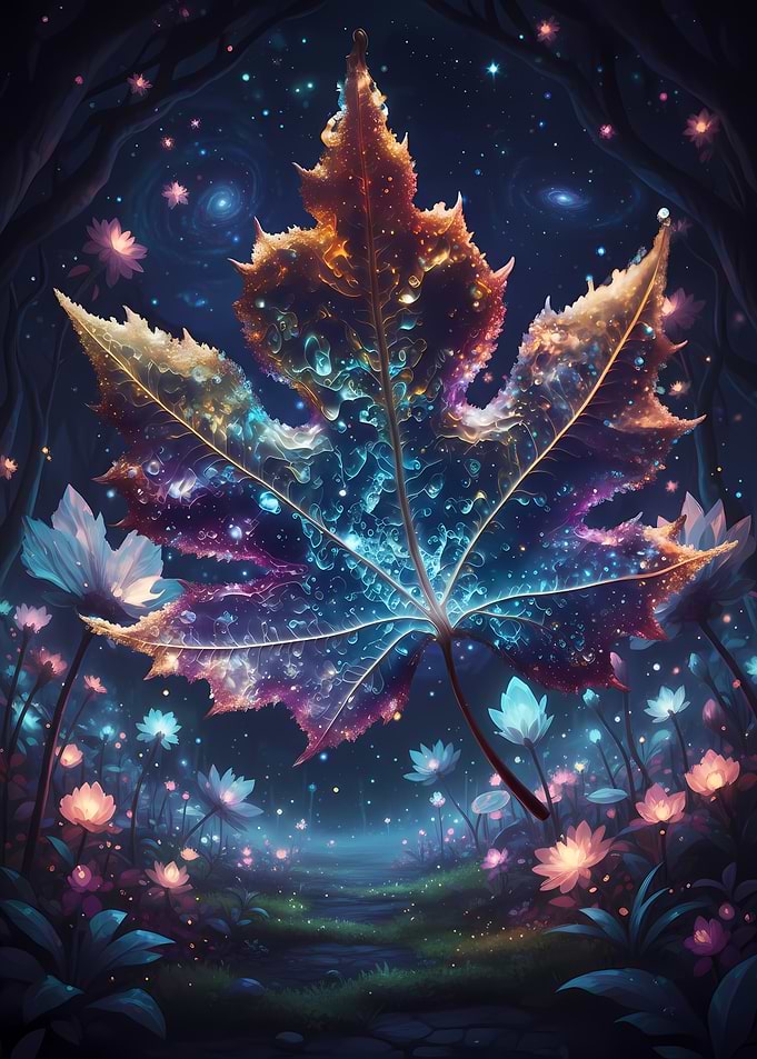 Magical Galaxy Leaf in Enchanted Forest