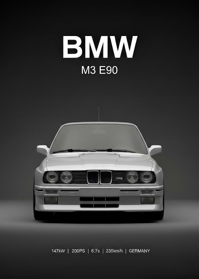 silver BMW M3 E90 Poster