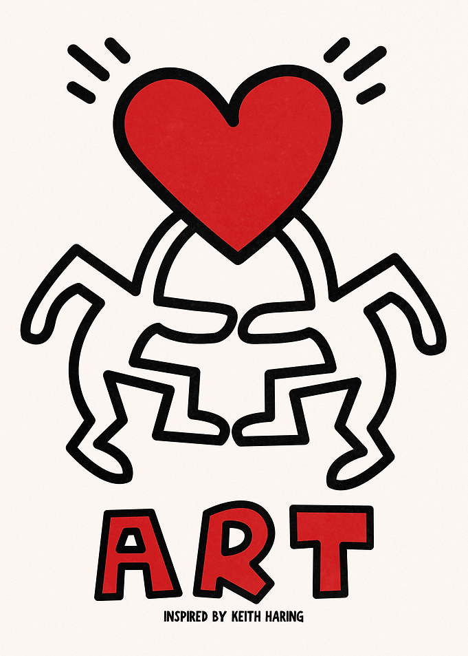 Keith Haring Inspired Art Heart
