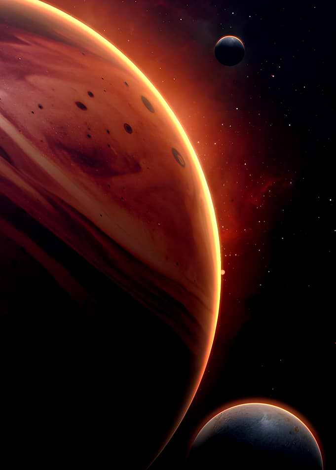 Cosmic Scene with Planets and Nebula