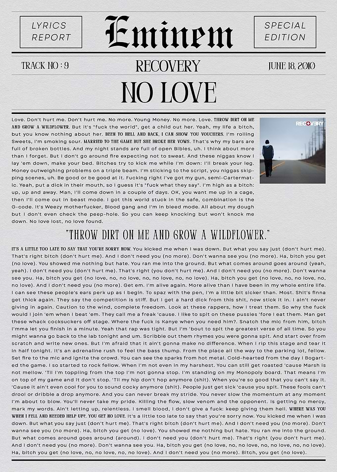 Eminem Recovery No Love Lyrics