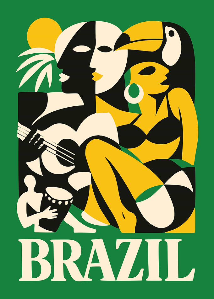 Brazil Travel Poster with Music and Nature