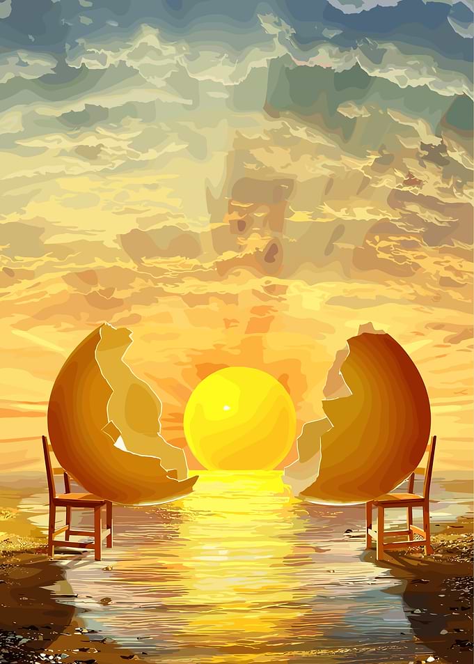 Sunrise Egg with Chairs
