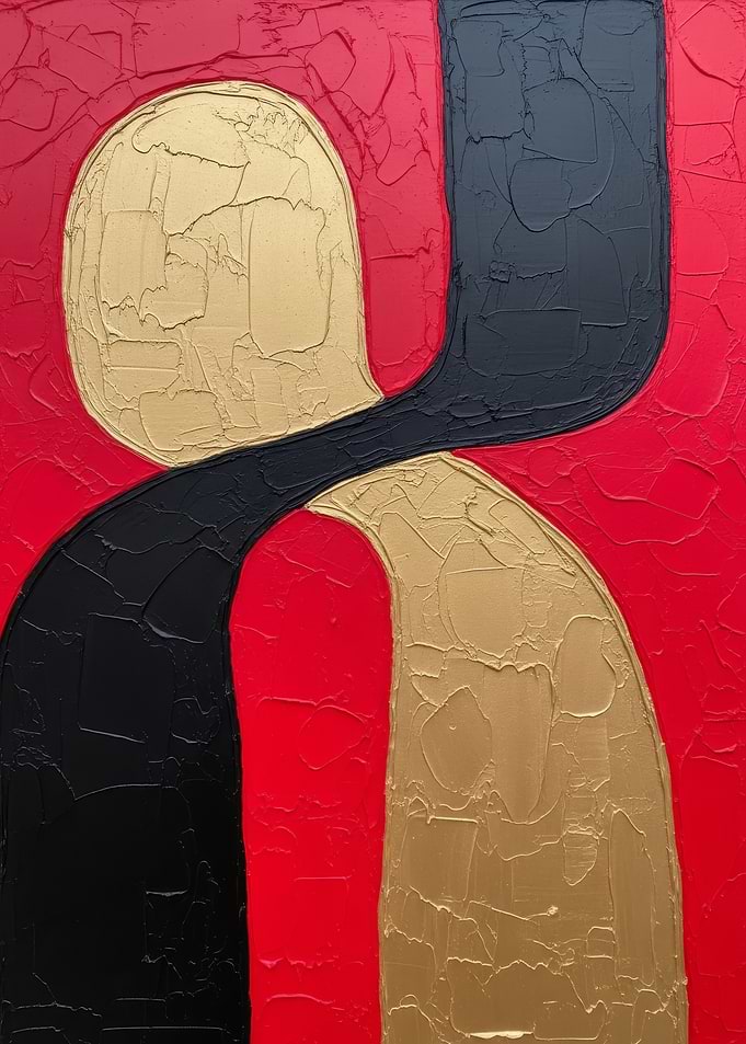 Abstract Red, Black, and Gold Art
