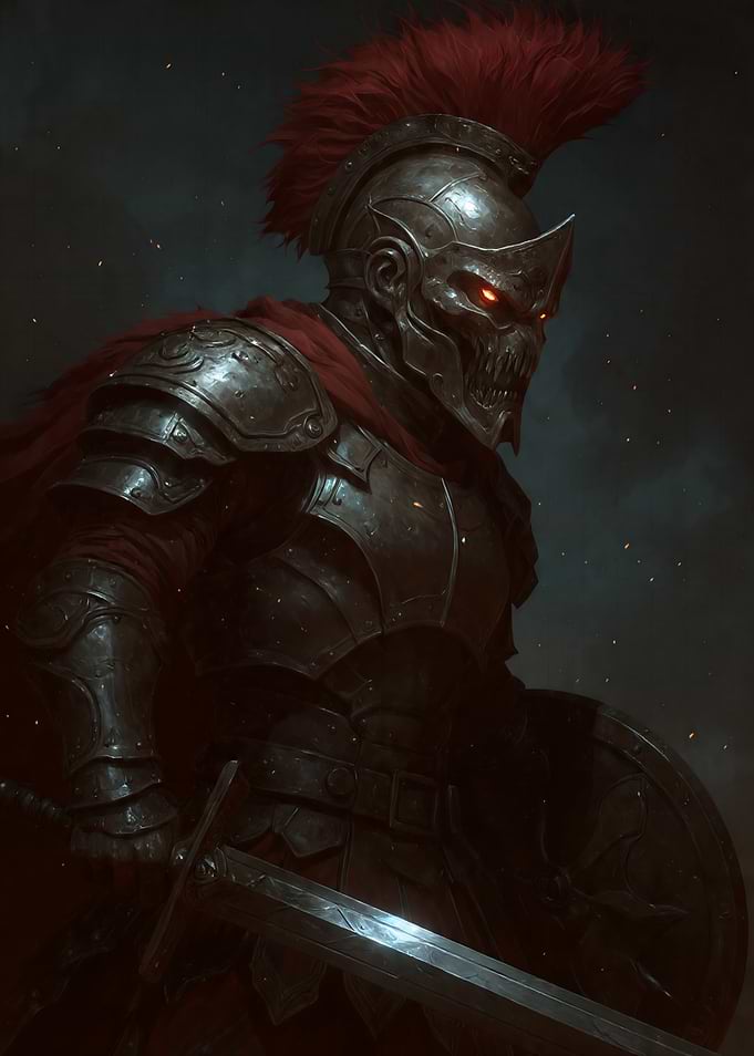 Demonic Knight with Sword and Shield