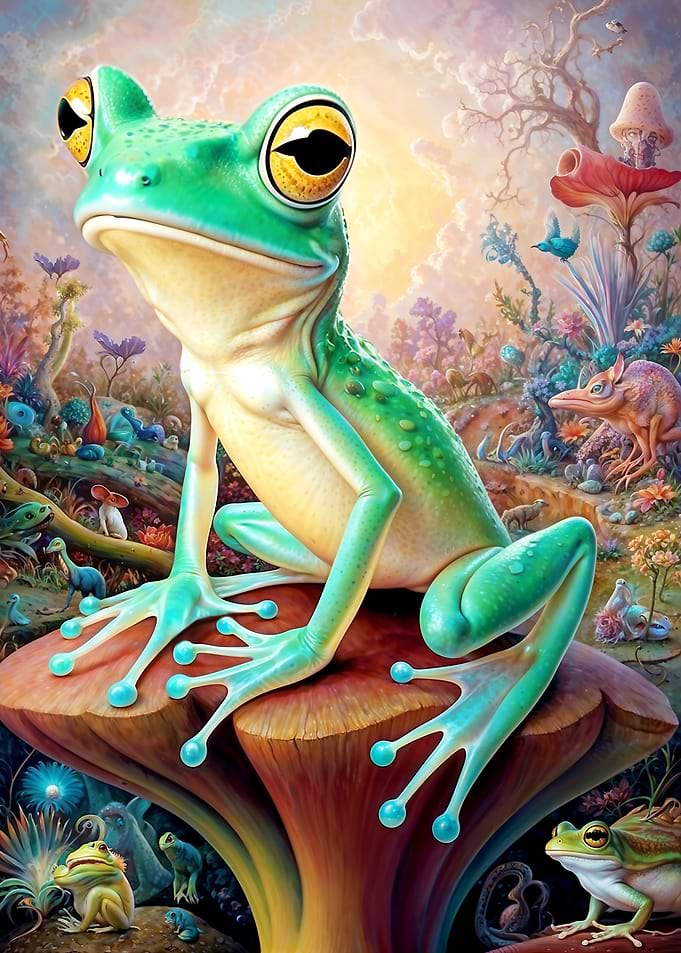 Whimsical Frog in a Fantasy World