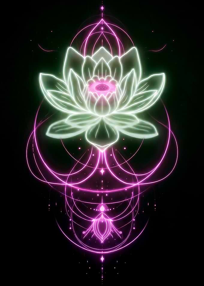 Neon Lotus Flower Sacred Geometry