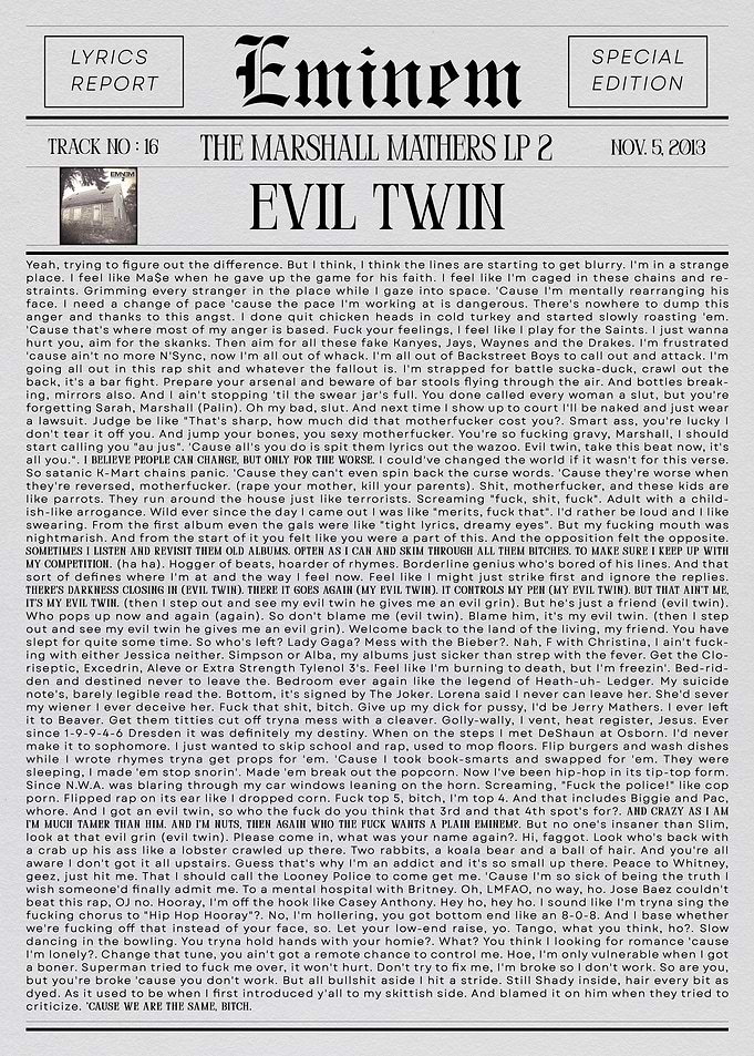 Eminem Evil Twin Lyrics Report