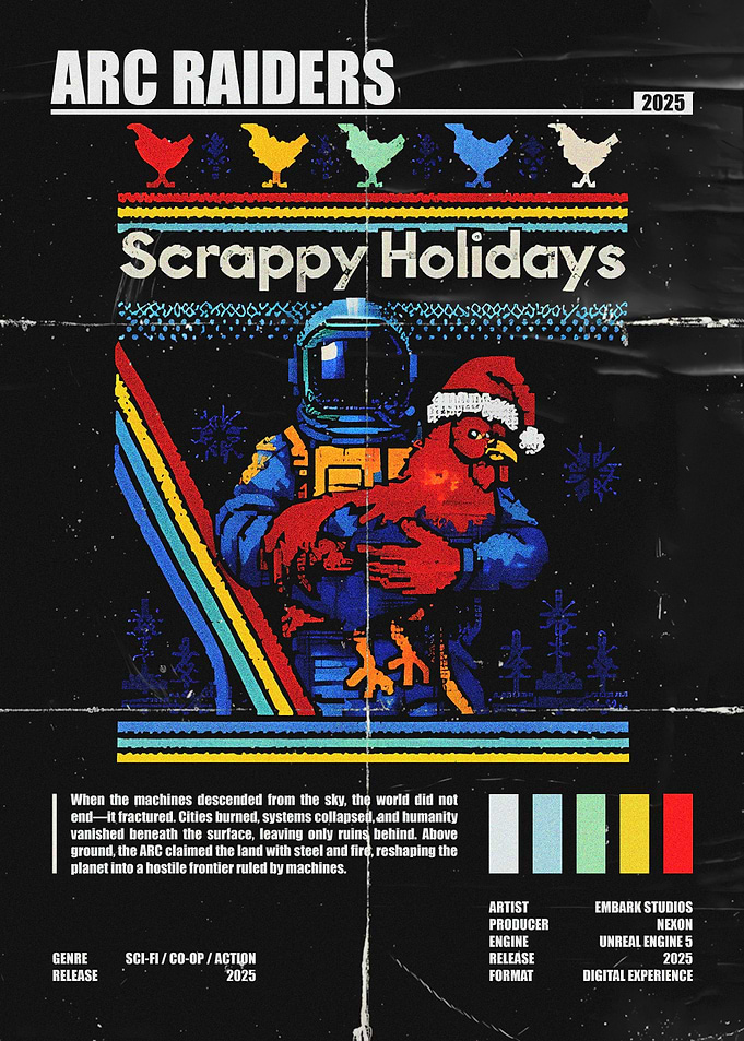 Arc Raiders Scrappy Holidays Poster