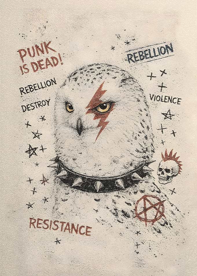Punk Owl with Lightning Bolt