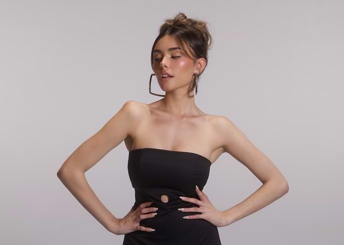 Madison Beer in Black Dress